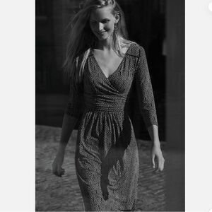 ANTHROPOLOGIE MAEVE Galena Dress Black White Size Large Stretch Jersey